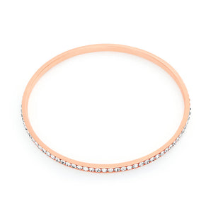 Stainless Steel Rose Gold Plated Crystal 3mmx65mm Bangle