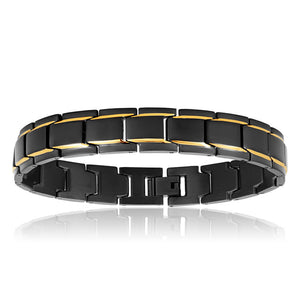 Stainless Steel 'Forte' Black and Gold Plated Gents 21cm Bracelet