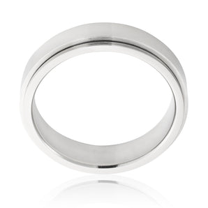 Forte Polished Stainless Steel 6mm Gents Ring with Spinning Centre