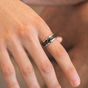 8mm Stainless Steel Black Plated Gents Ring