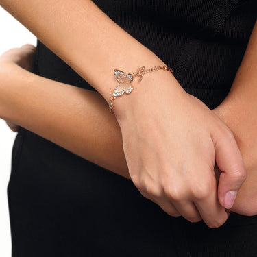 GUESS Rose Gold Plated Butterfly and Logo Bracelet