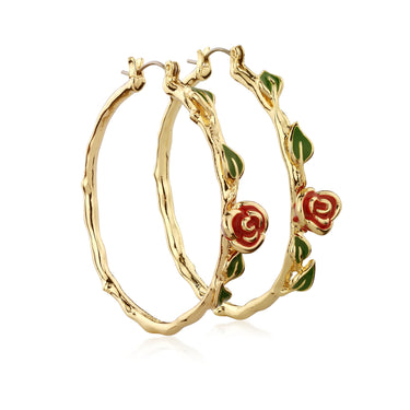 DISNEY Beauty and the Beast Enchanted Rose Hoop Earrings