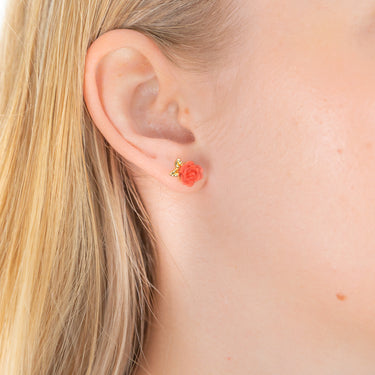 Couture Kingdom Disney Beauty and the Beast Enchanted Rose Stud Earrings