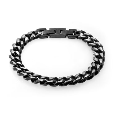 Stainless Steel Reversible Black/SteelCurb Bracelet