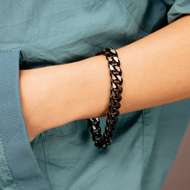 Stainless Steel Reversible Black/SteelCurb Bracelet