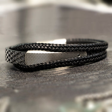 Stainless Steel and Leather Multi Strap Bracelet