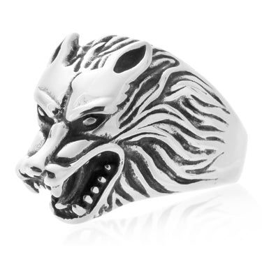 Stainless Steel Wolf Head Ring