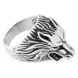 Stainless Steel Wolf Head Ring