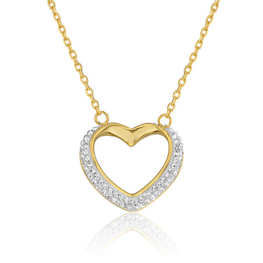 Stainless Steel Yellow Gold Plated Crystal Heart Pendant with Chain