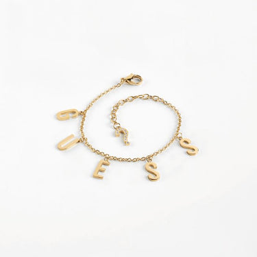 GUESS Pave Letter Charm Bracelet SSt+GP