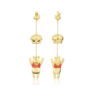 Disney Gold Plated Winnie The Pooh Hunny Pot 80mm Drop Earrings