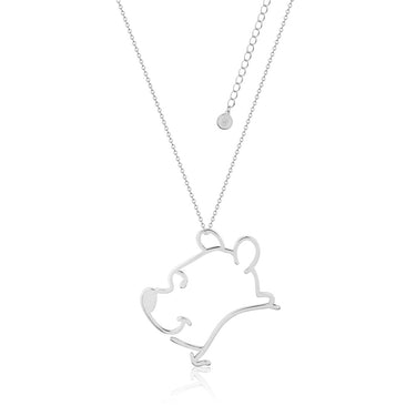 Disney White Gold Plated Winnie The Pooh Open Pendant On 60+7cm Chain