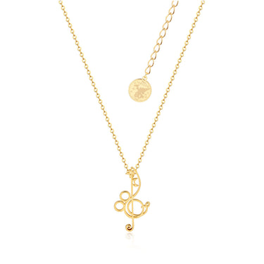 Disney Fantasia Gold Plated Treble Clef Pendant on 45+7cm Chain