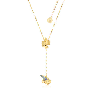 Disney Fantasia Gold Plated Sorcerer's Apprentice Mickey Lariat Pendant on Chain