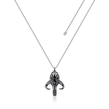 Disney Star Wars White Gold &Gunmetal Plated The Mandalorian Pendant On 65cm Chain