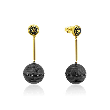 Disney Star Wars Gold Plated Death Star 60mm Drop Earrings