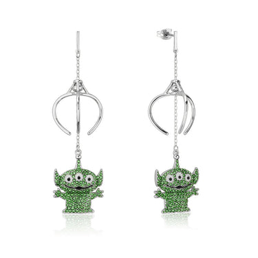 Disney Pixar Toy Story White Gold Plated Alien Crystal Drop Earrings