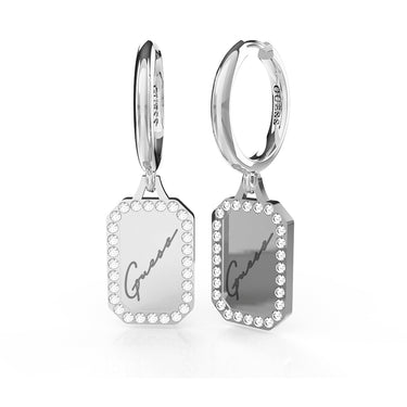 Guess Stainless Steel 30mm Tag Huggies Earrings