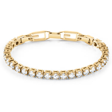 Guess Gold Plated Stainless Steel Clear CZ G Buckle Bracelet