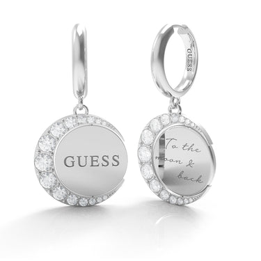 Guess Stainless Steel 30mm Huggies Turning Coin Earrings