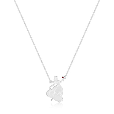 Disney Princess Rhodium Plated Beauty & The Beast Belle Pendant With 40cm Chain