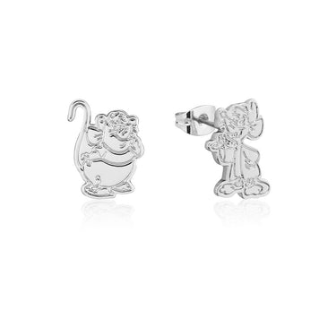 Disney Princess Cinderella White Gold Plated Jaq+Gus Mix Match Stud Earrings