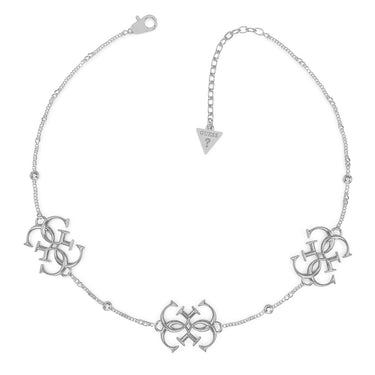 Guess Rhodium Plated Stainless Steel 15-17" Triple 4G Logo Chain