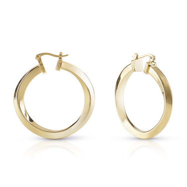 Guess Gold Plated Stainless Steel Plain Twisted Hoop Earrings