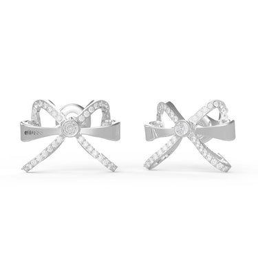 Guess Rhodium Plated Stainless Steel 16mm Bow Stud Earrings