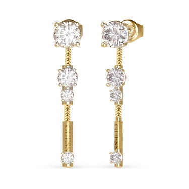 Guess Gold Plated Stainless Steel 38mm Pendant White CZ Drop Earrings