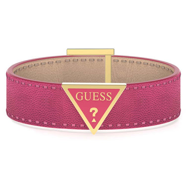 Guess Gold Plated Stainless Steel Triangle Fuchsia Bracelet