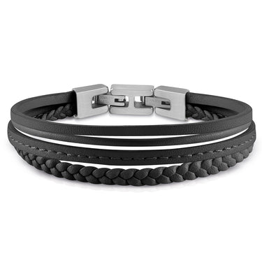 Guess Mens Jewellery Stainless Steel Black Multistrap Bracelet