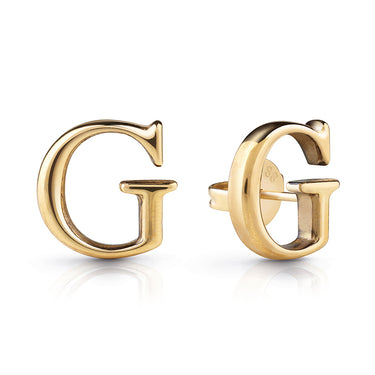 Guess Yellow Gold Plated 12mm G Logo Stud Earrings