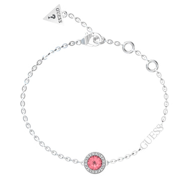 Guess Stainless Steel Fuchsia Cubic Zirconia Charm Bracelet