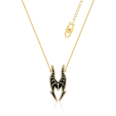 Disney Gold Plated Stainless Steel Maleficent Crystal Pendant On 45+7cm Chain
