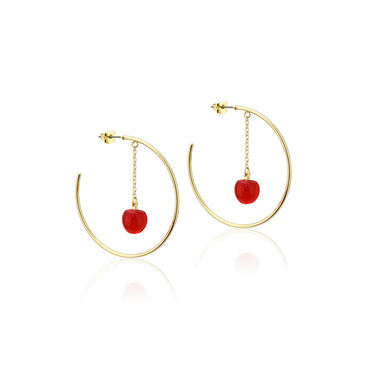 Disney Gold Plated Stainless Steel Evil Queen Poison Apple Hoop Earrings