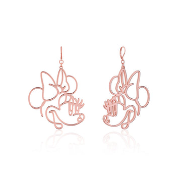 Disney Rose Gold Plated Stainless Steel Minnie Mouse Wire Style 50mm Drop Earrings