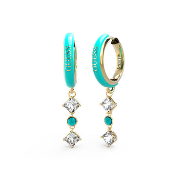 Guess Gold Plated Stainless Steel 30mm Aqua Huggies Earrings