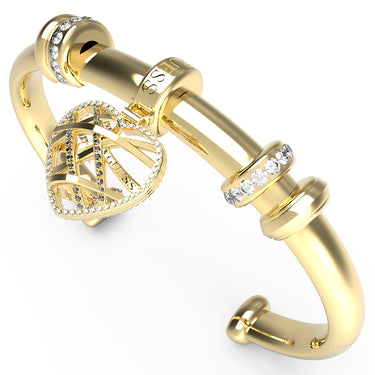 Guess Gold Plated Stainless Steel Heart Cage Bangle