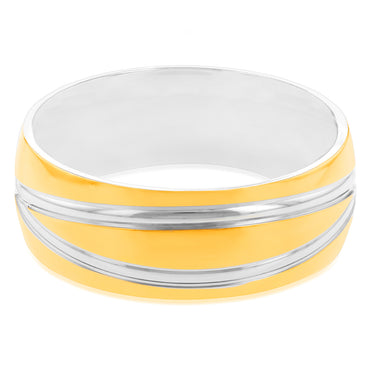 Stainless Steel Two Tone 8mm Wide Crossover Ring