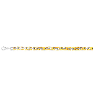 Stainless Steel And Gold Plated Fancy Links 21cm Bracelet