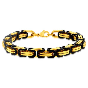 Stainless Steel And Yellow Gold Plated Fancy Links 23.5cm Bracelet