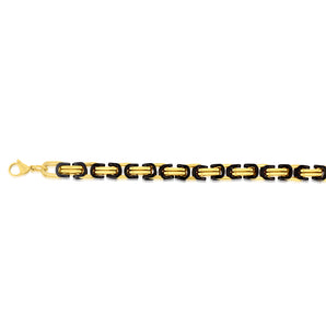 Stainless Steel And Yellow Gold Plated Fancy Links 23.5cm Bracelet