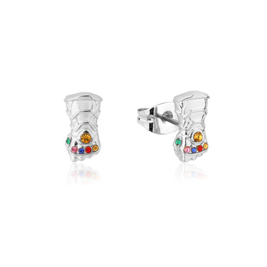 Disney Stainless Steel 14ct White Gold Plated Infinity Gauntlet Stud Earrings
