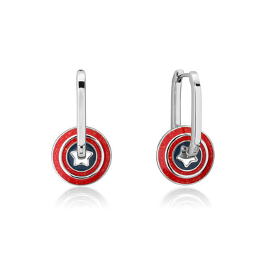 Disney Stainless Steel 14ct White Gold Captain America Hoop Earrings