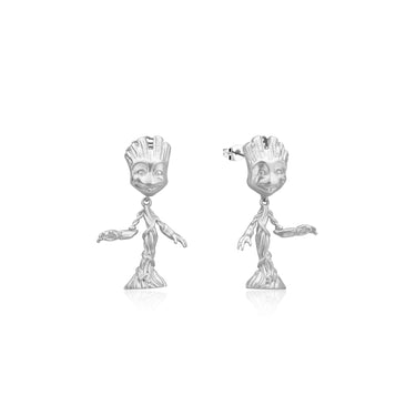 Disney Stainless Steel White Gold Plated Guardians Of The Galaxy Groot Drop Earrings
