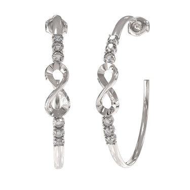 Guess Stainless Steel Rhodium Plated 50mm Infinity Hoop Earrings
