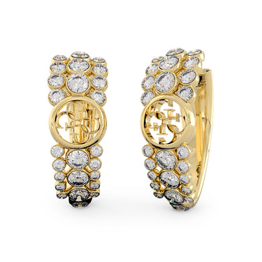 Guess Stainless Steel Gold Plated 22mm Illusion 4G Hoop Earrings