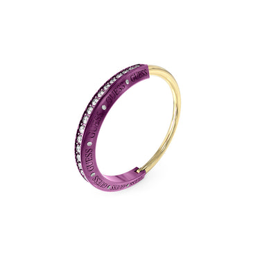 Guess Stainless Steel Gold Plated Purple Half Round Pave Bangle