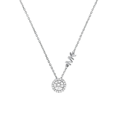 Michael Kors Sterling Silver Premium CZ Round Pendant with Chain